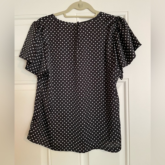 JCrew Polka Dot Blouse with flounce sleeve (black and white) size 12 - Picture 2 of 3
